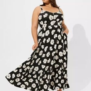 Torrid Black and White Tiered Maxi Sundress